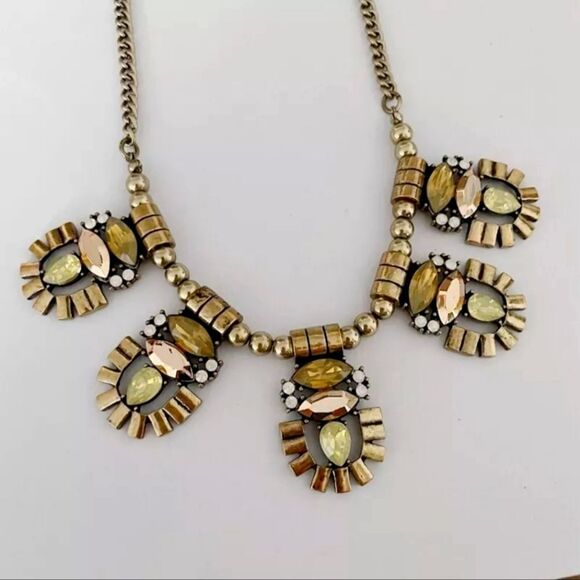 CHICO'S ANTIQUE GOLD TONE YELLOW 16"-20" NECKLACE GOLD STATEMENT NECKLACE - Picture 1 of 7